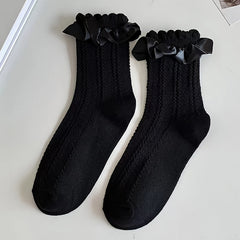 4 Pairs Textured Ruffle Socks Women's Stockings