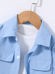 Boys Pockets Outfit Set - Comfy Shirts & Shorts for Summer