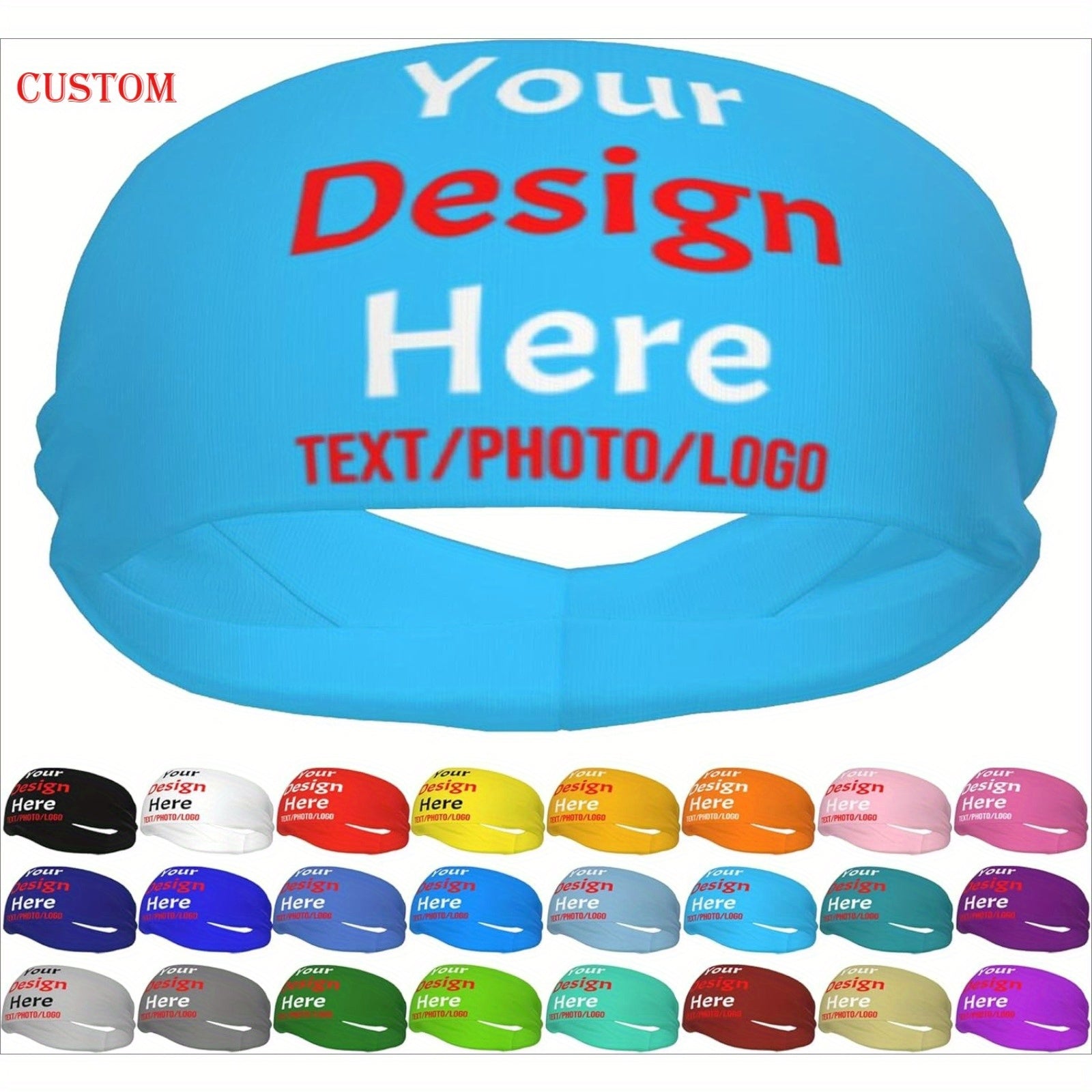 Personalized Sports Headbands with Name Photo Elastic Cl