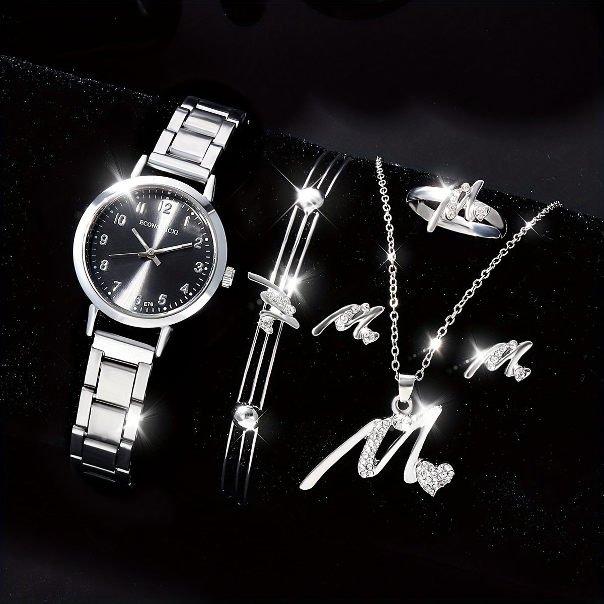 6pcs Faux Diamond Music Sign Watch Set