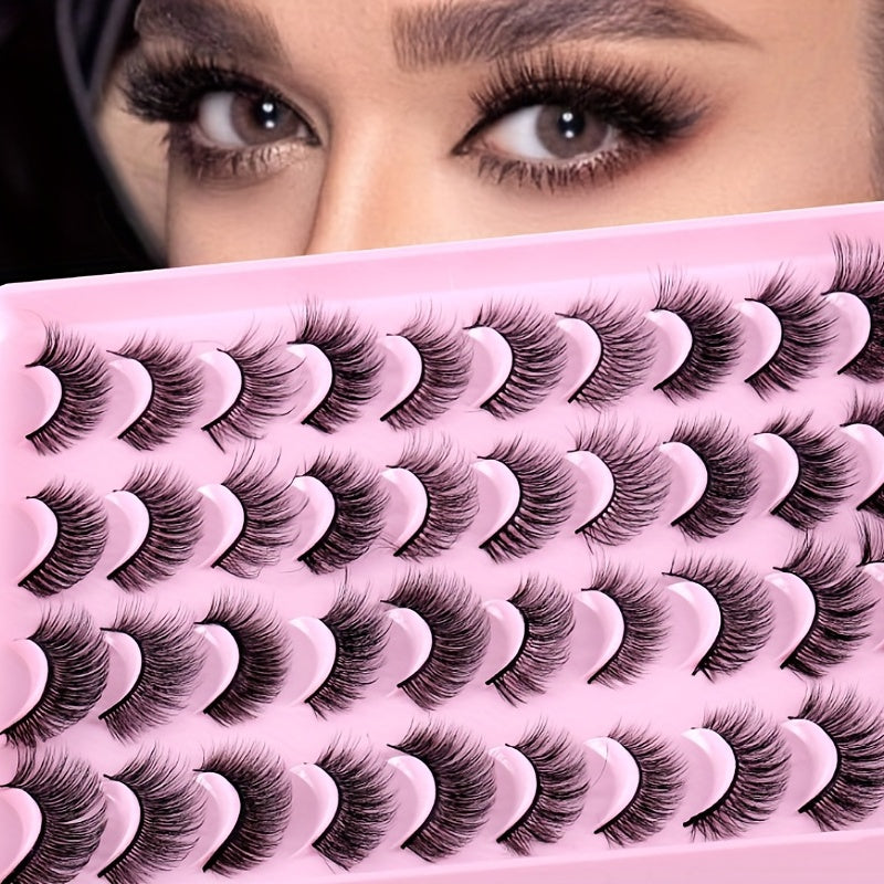 20 Mixed False Lashes Natural Thick Eyelashes Simulated Fiber Messy Slender