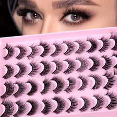 20 Mixed False Lashes Natural Thick Eyelashes Simulated Fiber Messy Slender