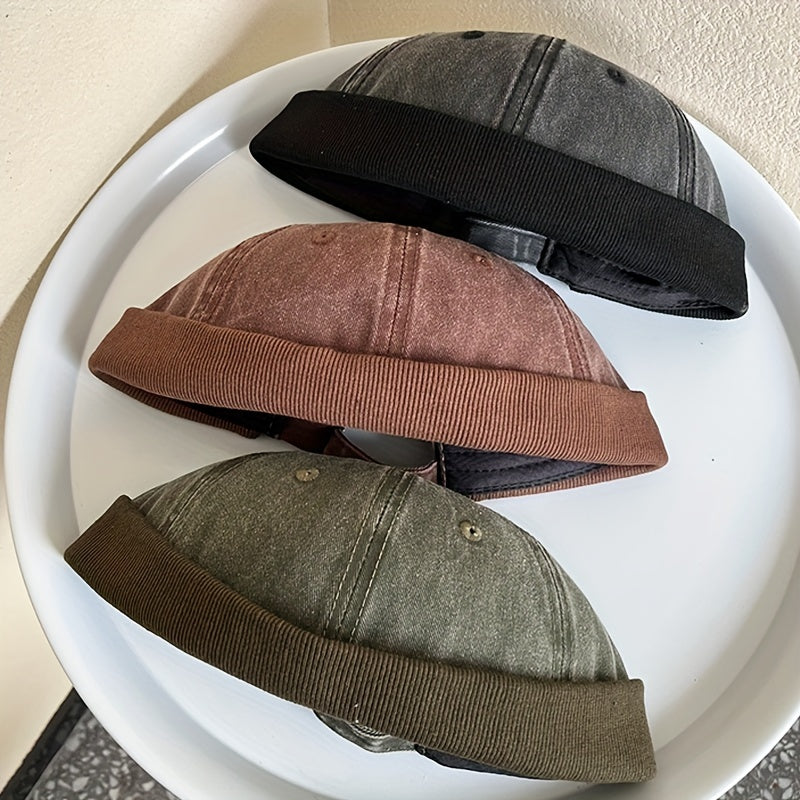 Thick Knitted Winter Beanie Hat Vintage Cap for Women Men
