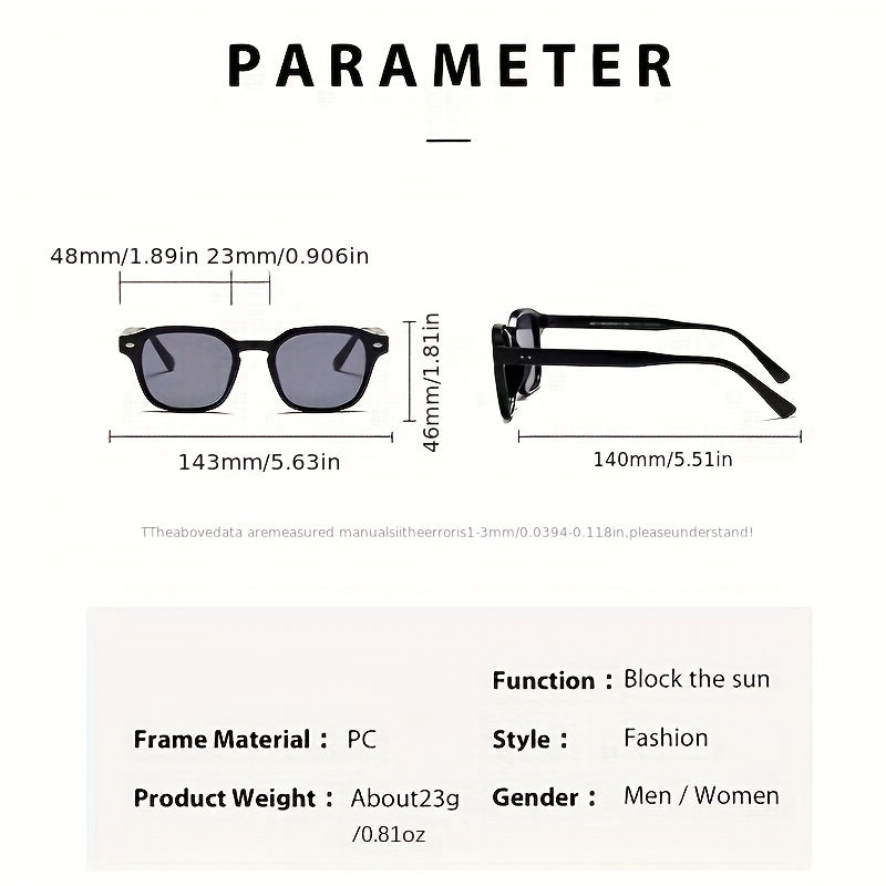 Men's Square Frame Sunglasses Rivet Decor Outdoor Glasses UV400