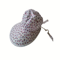 Floral Print Lace Up Sun Hats Wide Brim UV Protection Visor Hats for Women