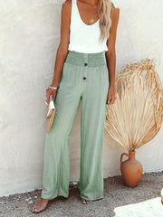 Smocked Waist Wide Leg Pants Casual Pants For Summer
