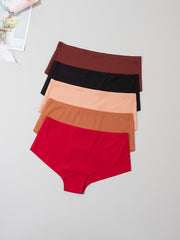 5 Seamless Solid Briefs Comfy & Stretchy Panties Women's Lingerie