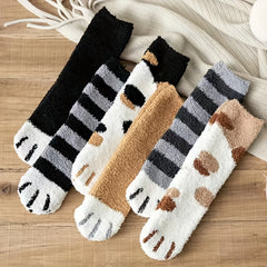 6 Pairs Cotton Cat Claw Pattern Socks for Women Men Children Girls