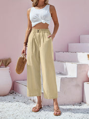 Button Front Straight Leg Pants Spring & Summer