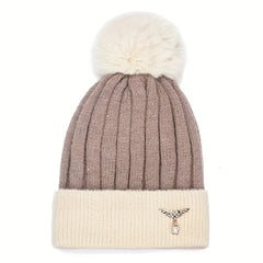 Striped Knit Beanie Hat Warm Chemo Cap for Women