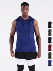 Men's Elastic Hooded Sports Vest Quick-drying Breathable Fitness Tank Top