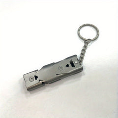High Decibel Whistle Stainless Steel Keychain Pipe Outdoor Emergency Tool