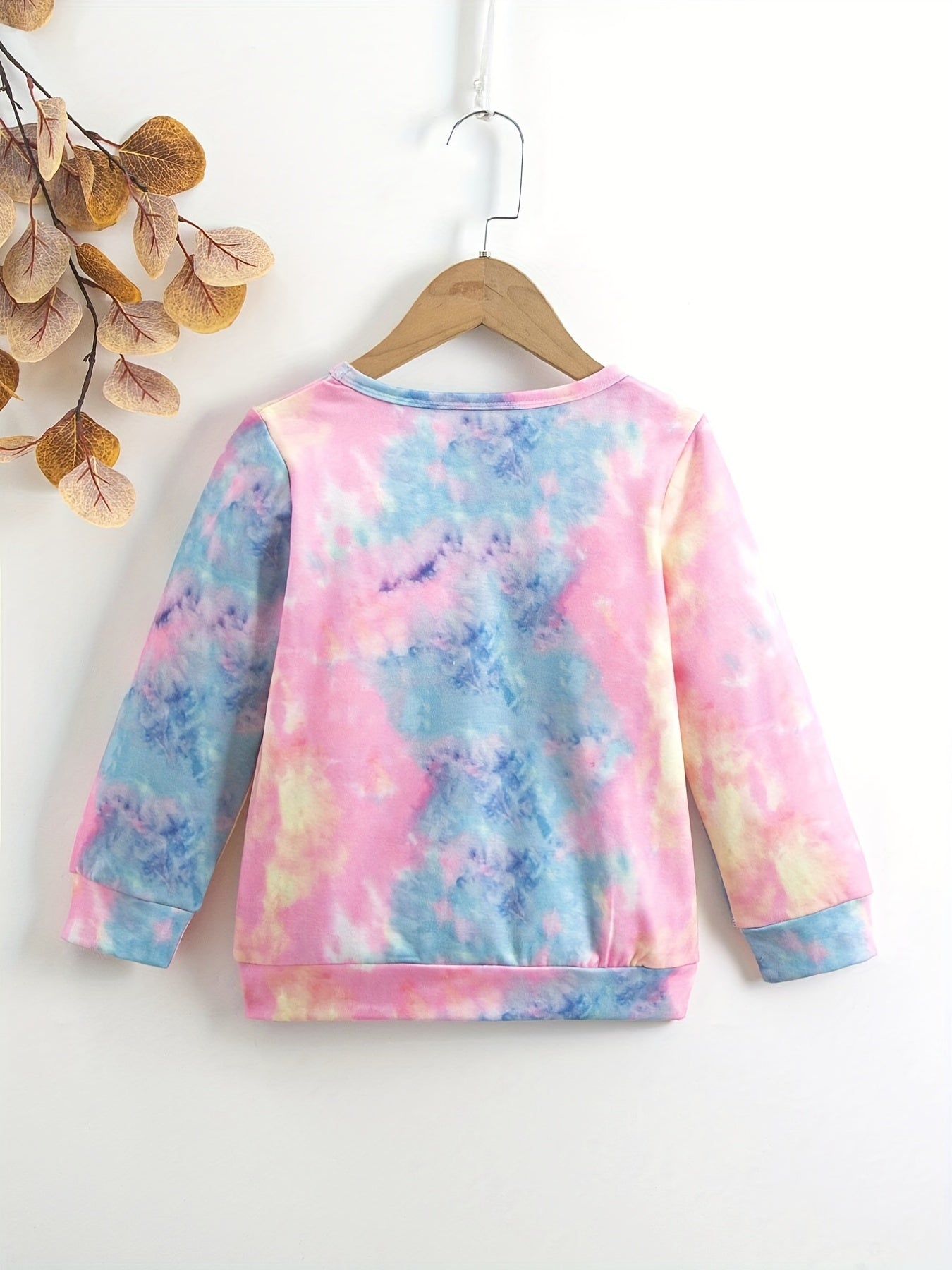 Girls Wild Like My Curls Tie Dye Graphic Crew Neck Top