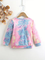 Girls Wild Like My Curls Tie Dye Graphic Crew Neck Top
