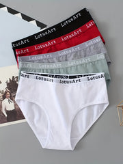 5pcs Letter Print Briefs Comfy Stretchy Panties Women's Lingerie