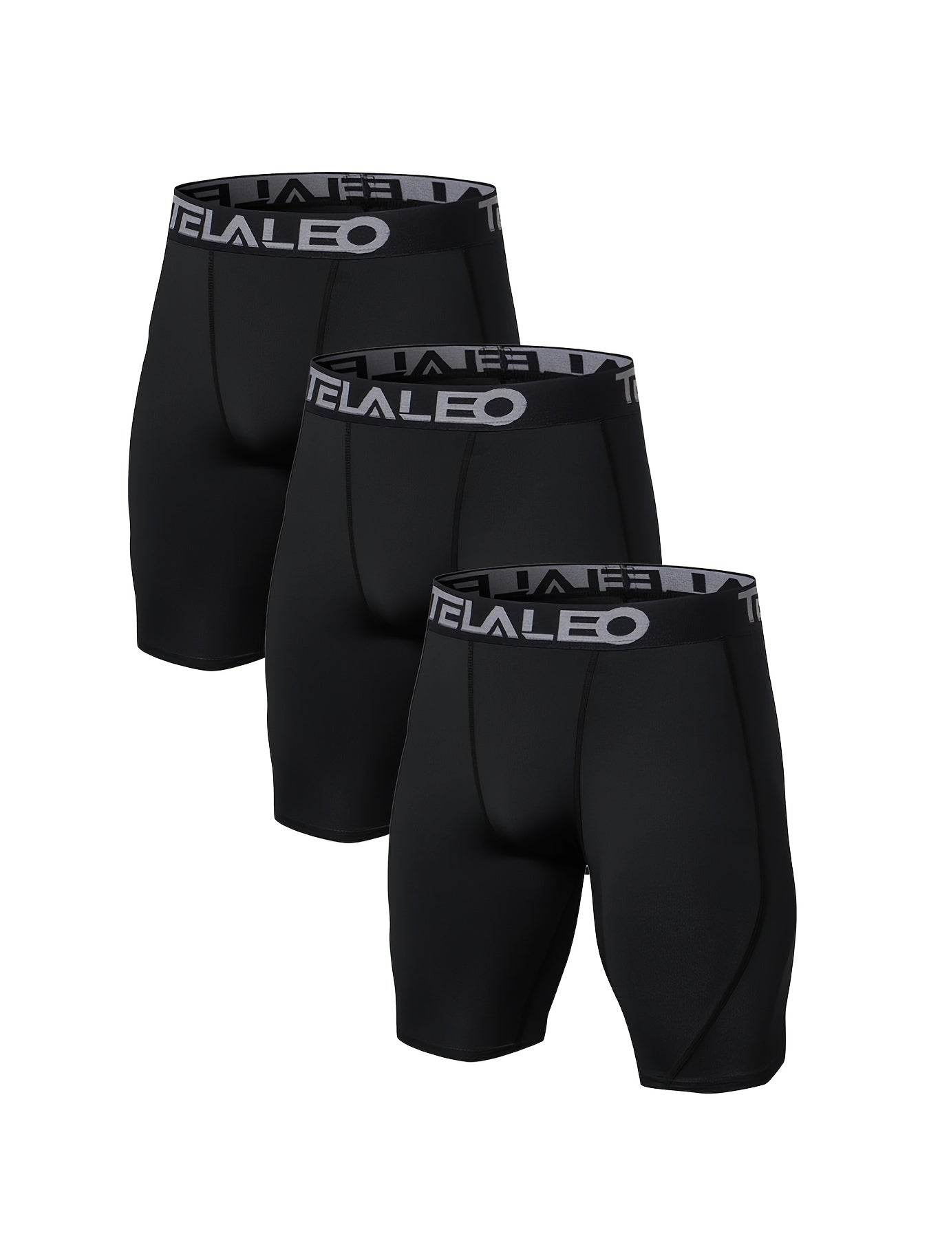 Telaleo Men's Compression Shorts 3-Pack for Running and Workouts