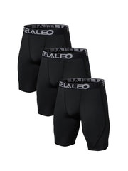 Telaleo Men's Compression Shorts 3-Pack for Running and Workouts