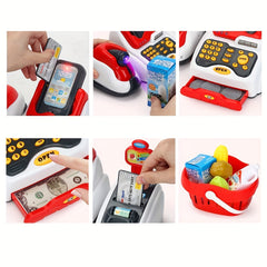 Kids Grocery Store Cash Register Toy Set with Fruit Vending Machine