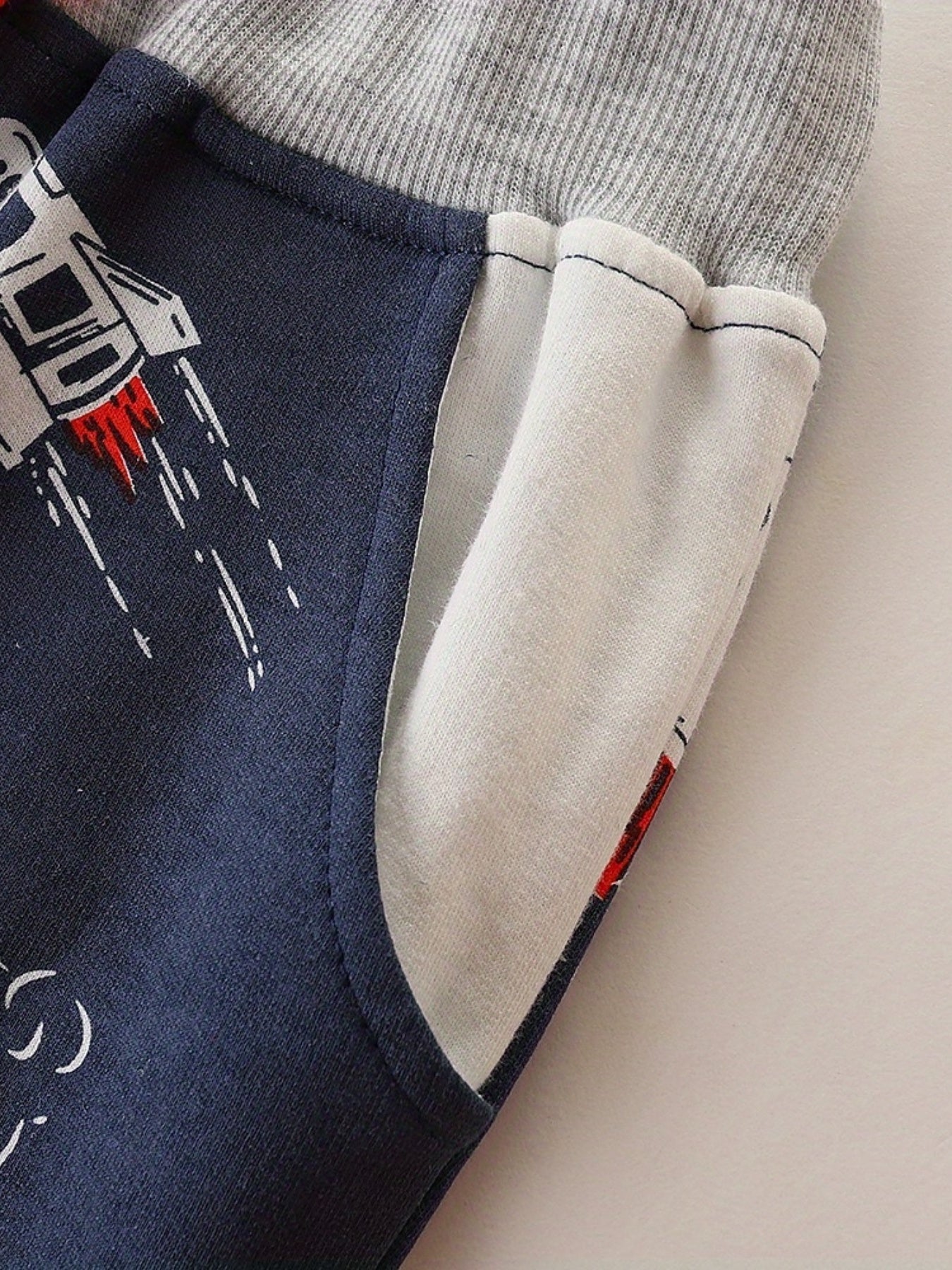 Toddler Kid's Cotton Sweatpants Cartoon Rocket Print Elastic Waist Pants