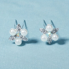 2pcs Rhinestone Faux Pearl Hairpin Bridal Head Jewelry