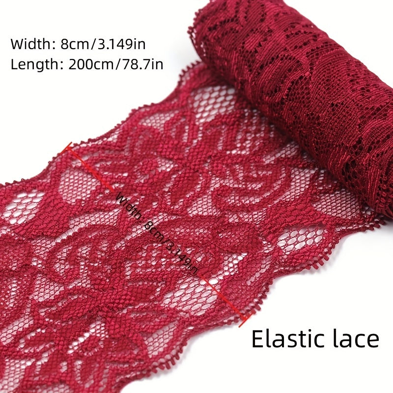 2m Embroidered Elastic Lace Fabric Ribbon Garment Decoration