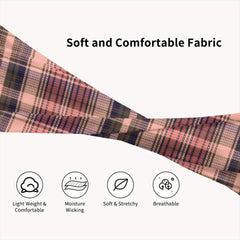 Men's Vintage Plaid Headband Soft Pink Lightweight Hairband Gym Running Non Slip