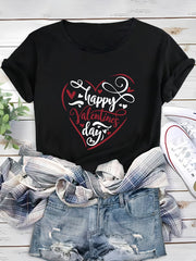 Heart Graphic Sports T shirt Round Neck Short Sleeves Workout Tops Women's Activ