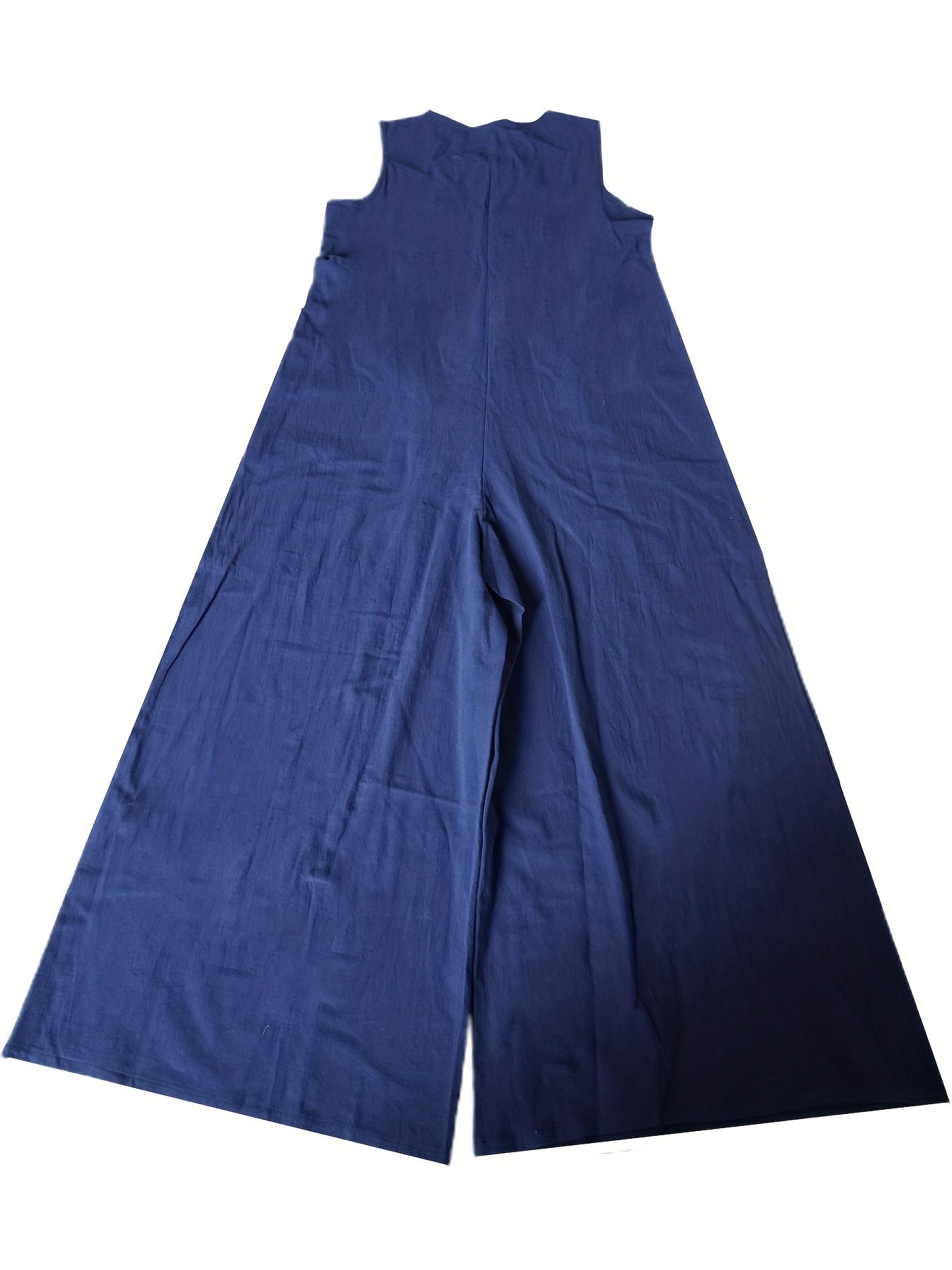 Casual Ruched Wide Leg Jumpsuit Sleeveless Drawstring Summer Jumpsuit