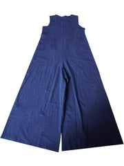 Casual Ruched Wide Leg Jumpsuit Sleeveless Drawstring Summer Jumpsuit