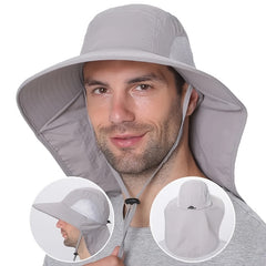 Men's Wide Brim Bucket Hat Breathable Adjustable Solid Hat