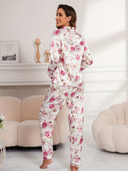 Floral Print Pajama Set Long Sleeve Top & Pants