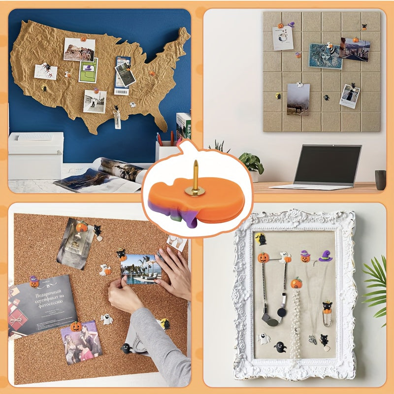 30pcs Halloween Resin Push Pins for Cork Board Photo Wall Bulletin
