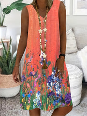 Floral Print Sleeveless Dress Casual Tank Dress for Spring & Summer