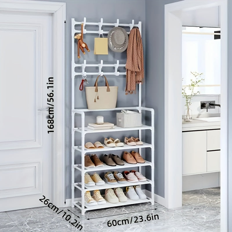 Freestanding Shoe Cap Rack Shoe Drying Rack 4 5 Layer Shoe Rack with 8 Hooks