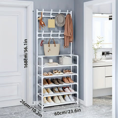 Freestanding Shoe Cap Rack Shoe Drying Rack 4 5 Layer Shoe Rack with 8 Hooks
