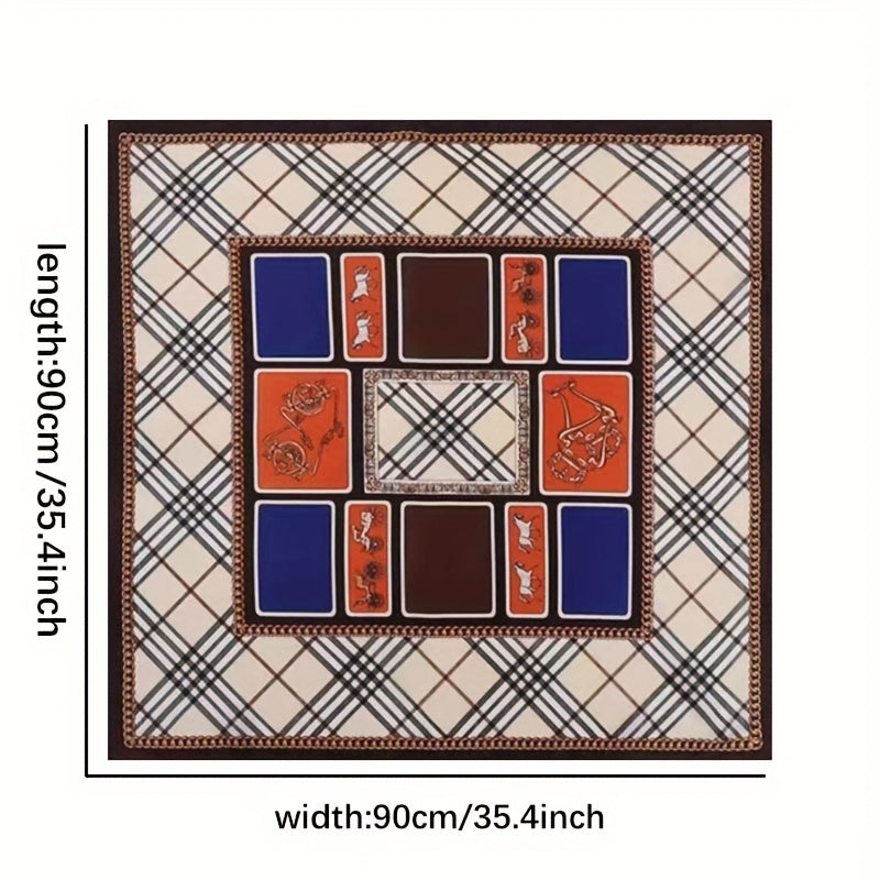 Feather Crown Print Satin Shawl Silk Square Scarf Boho Bandana