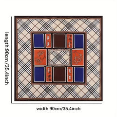 Feather Crown Print Satin Shawl Silk Square Scarf Boho Bandana