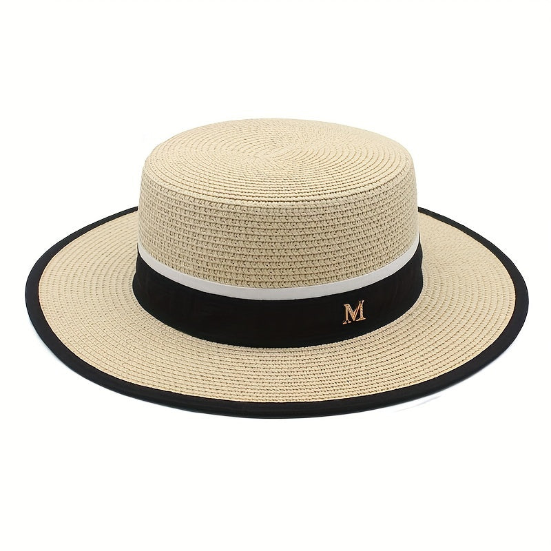 Vintage Sun Fedora Hats Straw Hat Retro Golden Braided Hat Sunshade Flat Cap