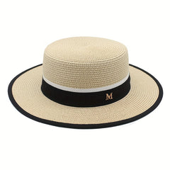 Vintage Sun Fedora Hats Straw Hat Retro Golden Braided Hat Sunshade Flat Cap