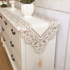 Polyester Table Runner Floral Pattern Solid Table Cover Holiday Decoration