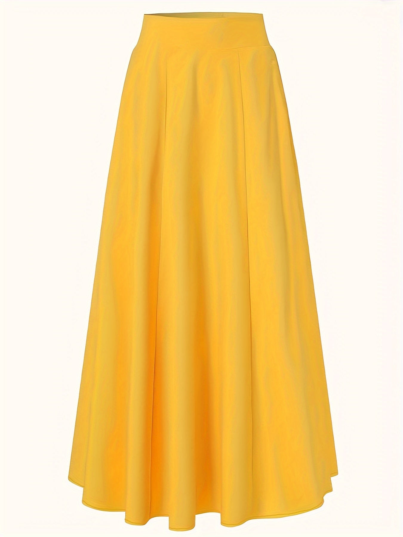 Solid Elastic High Rise Maxi Skirt With Pockets