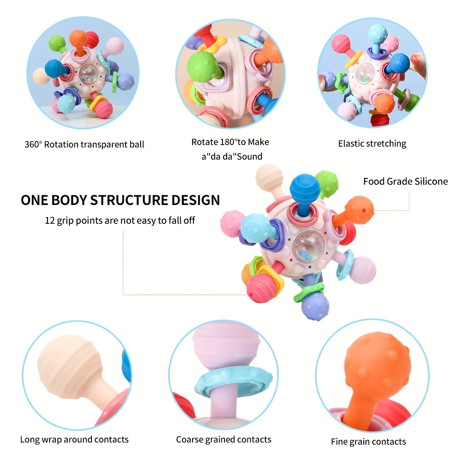 Montessori Teething Toy for Babies 0-12 Months