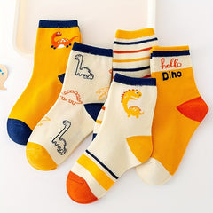 5pairs Boys Kids Breathable Comfy Sweat-absorbing Crew Socks