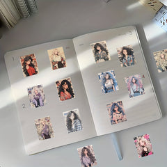 63pcs Retro Girl Cartoon Graffiti Stickers Waterproof Decorative Stickers