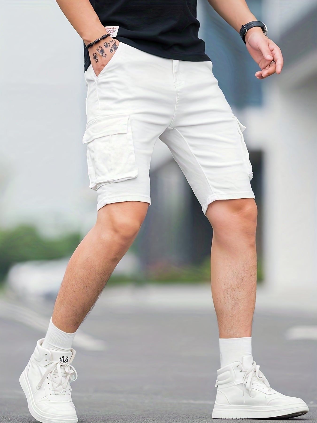Cargo Denim Shorts Men s Casual Pocket High Stretch Cargo Shorts For Summer