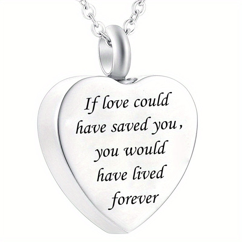 Stainless Steel Heart Pendant Cremation Urn Necklace Ashes Jewelry