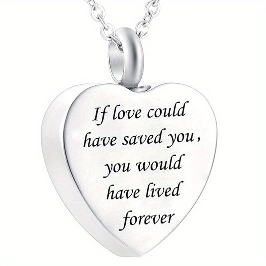 Stainless Steel Heart Pendant Cremation Urn Necklace Ashes Jewelry