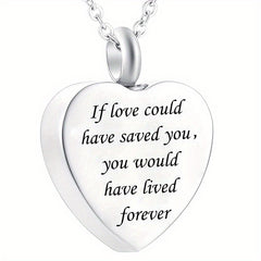 Stainless Steel Heart Pendant Cremation Urn Necklace Ashes Jewelry