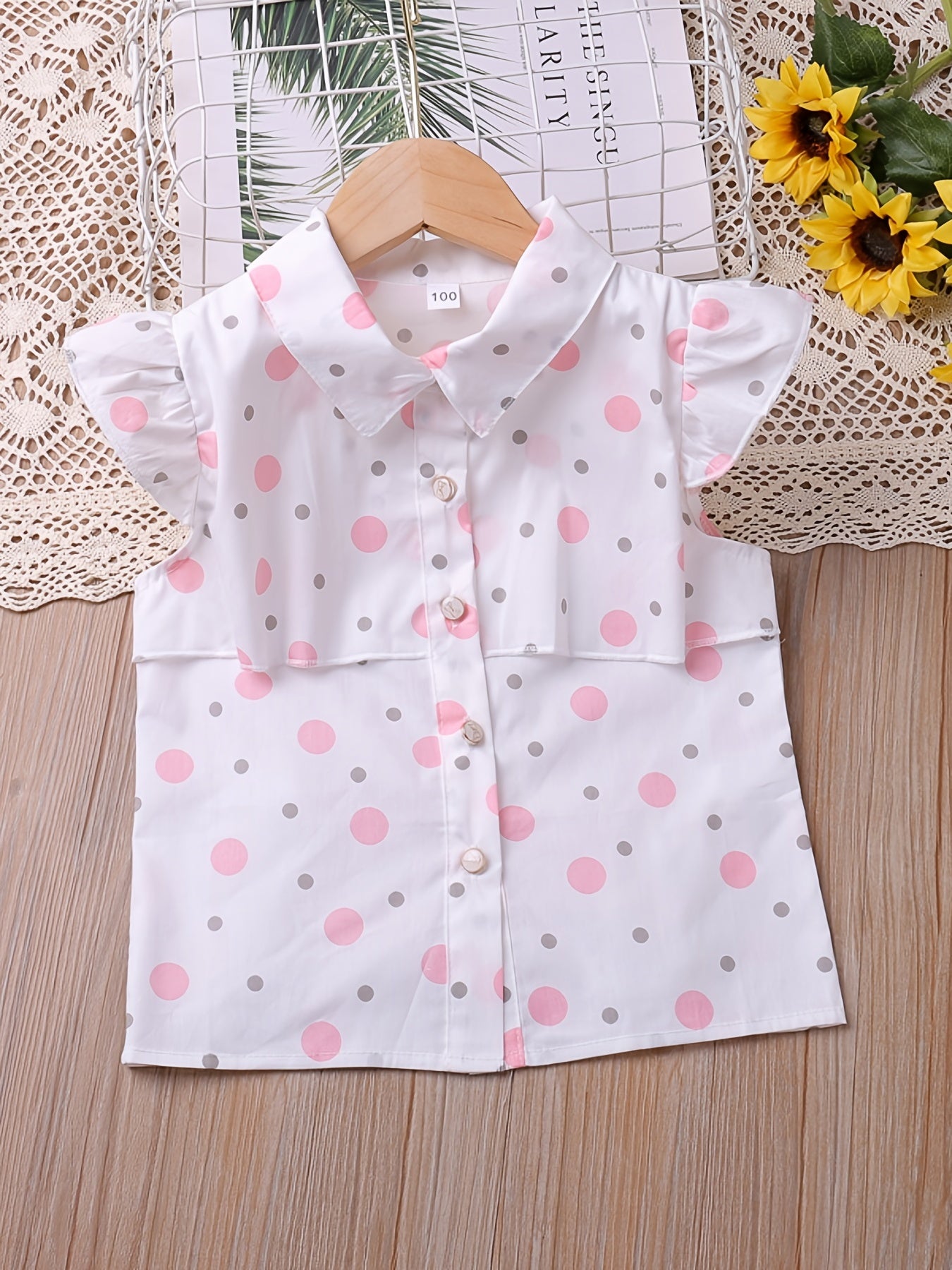 Toddler Girls Polka Dot Blouse & Bow Shorts Set