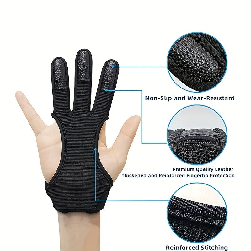 Archery Gloves Shooting Leather 3 Finger Protector Youth Adult Beginner